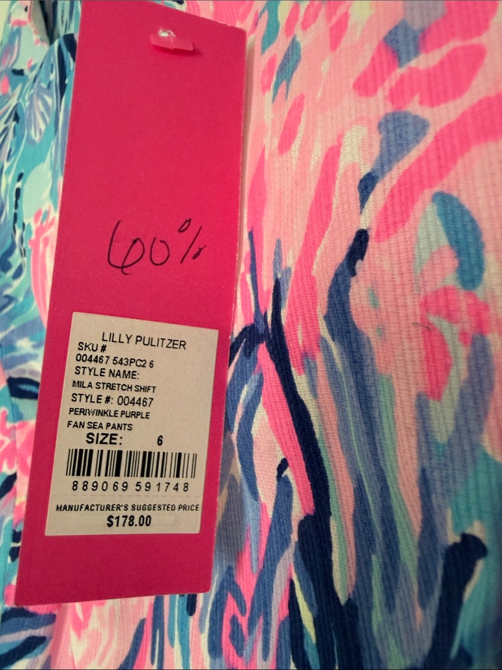 Sleeveless Pink & Blue Floral Shift Dress - Picture 3 of 4
